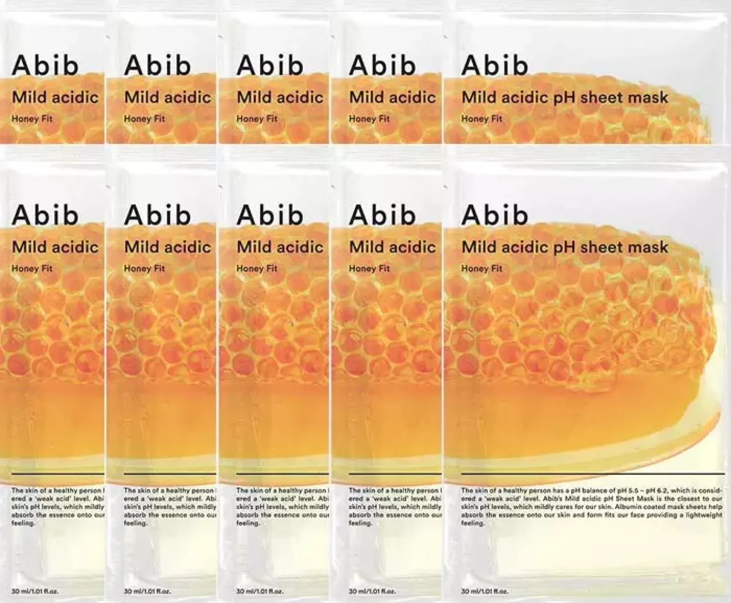Abib Mild Acidic Ph Sheet Mask Honey Fit 10-Pack 30 g