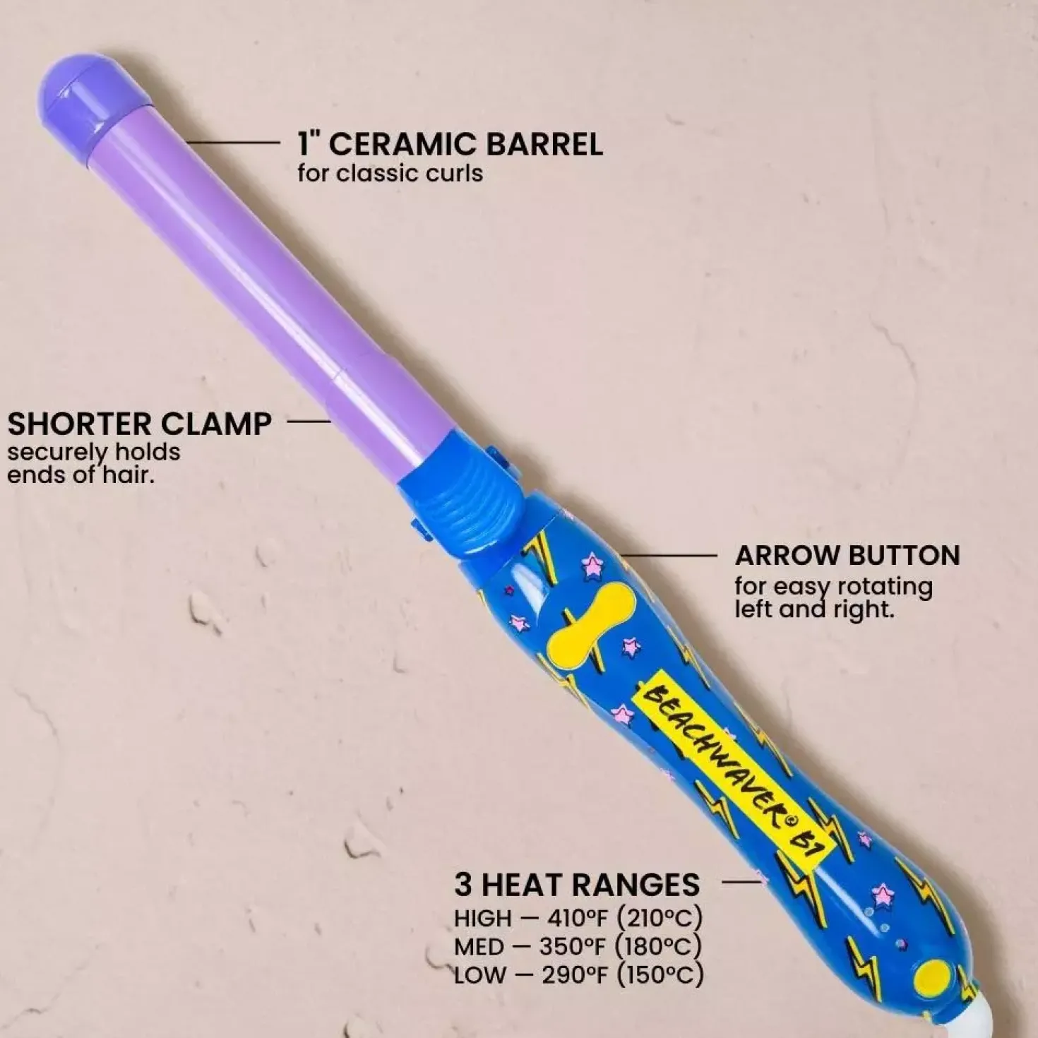 Beachwaver B1 Neon Electric Sky- 1 Inch Curling Iron