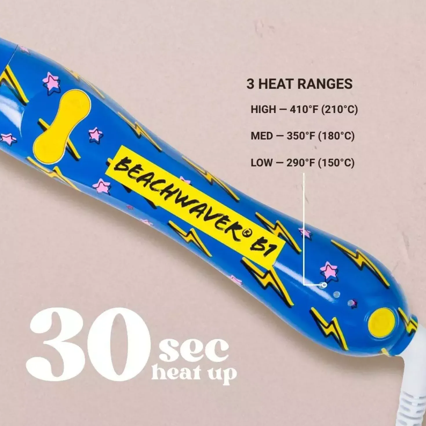 Beachwaver B1 Neon Electric Sky- 1 Inch Curling Iron