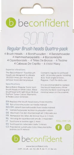 Beconfident Twin pack Beconfident Sonic tootbrush heads. White.