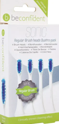 Beconfident Twin pack Beconfident Sonic tootbrush heads. White.