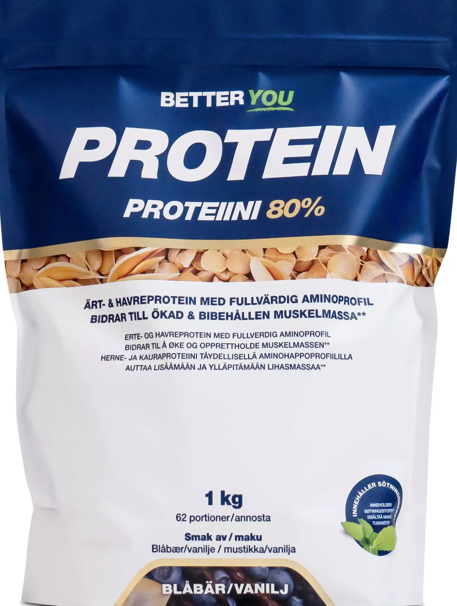Better You Ärt och havreprotein Blåbär Vanilj 1000 g