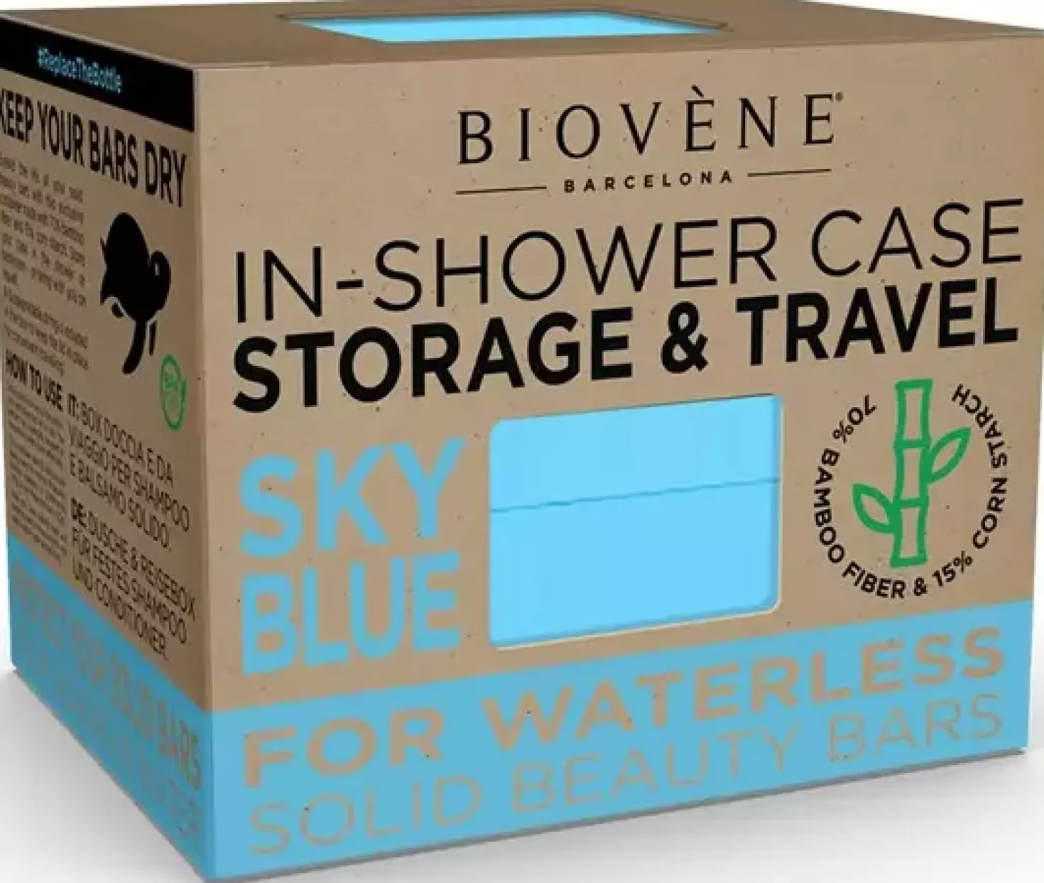 Biovène Universal Bamboo In-Shower Case for Storage & Travel Cloud White