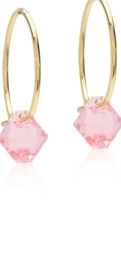 BlomdahlGolden Titanium Ear Ring 14 mm, Bicone 6 mm Crystal