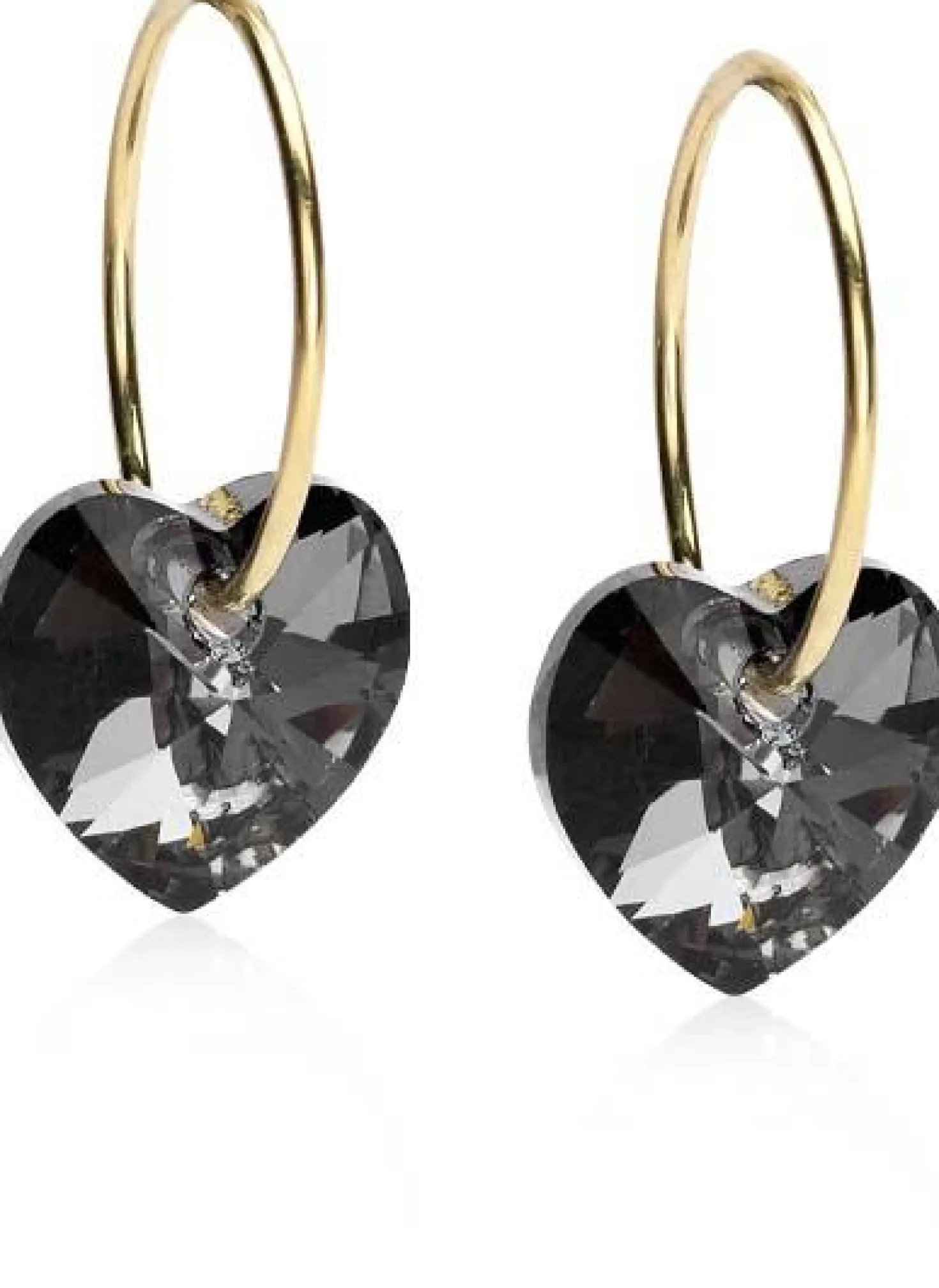 BlomdahlGolden Titanium Ear Ring 14 mm, Heart 10 mm, Rainbow Black Diamond