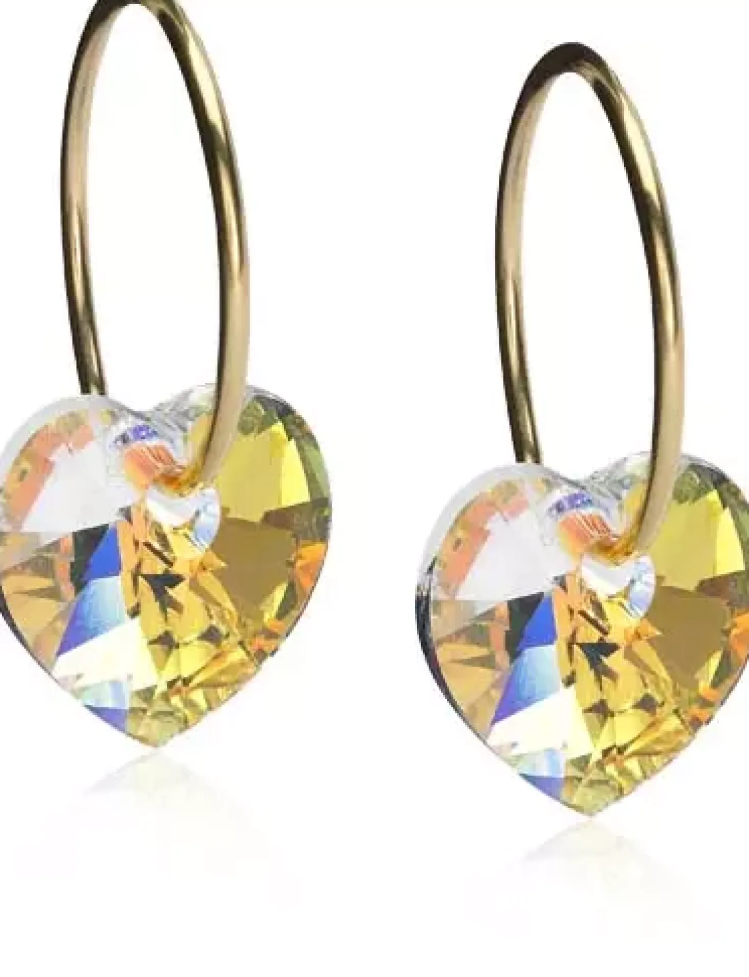 BlomdahlGolden Titanium Ear Ring 14 mm, Heart 10 mm, Rainbow Rainbow