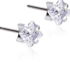 BlomdahlSilver Titanium Tiffany Edge CZ White 5 mm