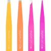Brushworks HD 4 Piece Combination Tweezer Set - Brights