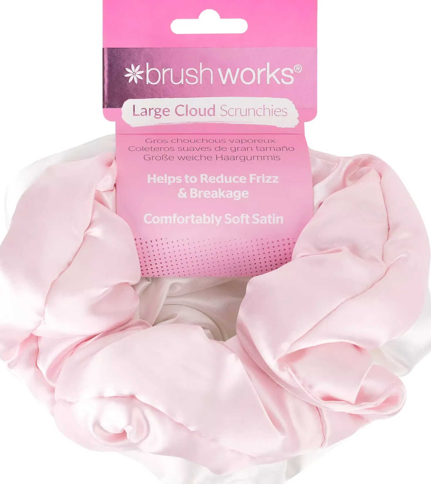 Brushworks Large Cloud Scrunchies Pink & White
