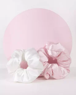Brushworks Large Cloud Scrunchies Pink & White