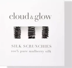 Cloud & Glow Silk Scrunchies 1 cm Charcoal