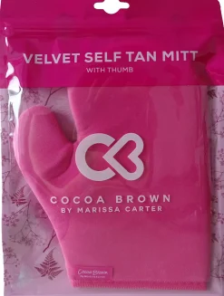 Cocoa Brown Velvet Thumb Tanning Mitt