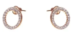 Dazzling Earrings Col Round Circles With Clear Crystals Gold