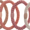 Dazzling Hair Ties 4-Pack Woven Beige/Pink