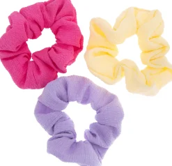 Dazzling Scrunchie Seersucker Bright Pink, Purple, Yellow 3-pack