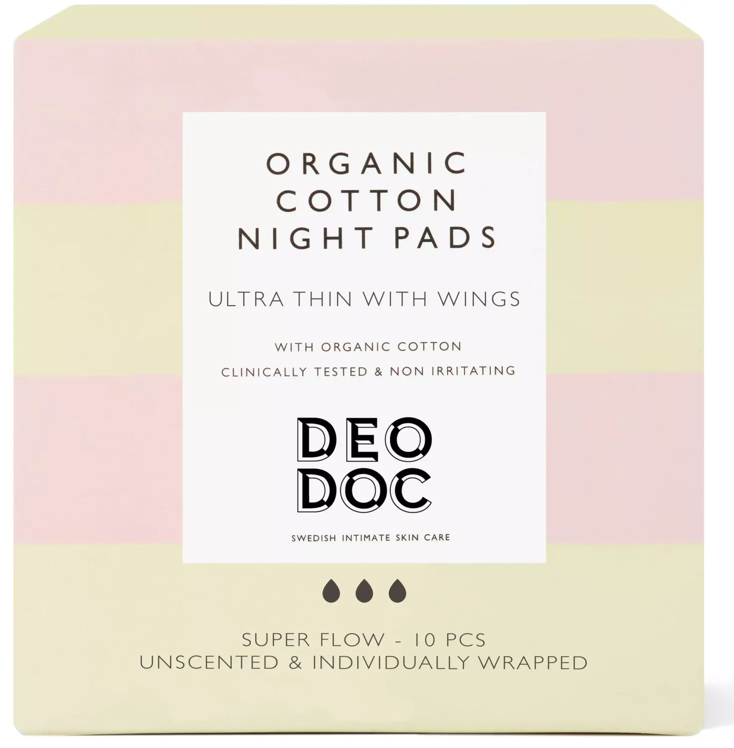 DeoDoc Organic Cotton Night Pad 10 stk