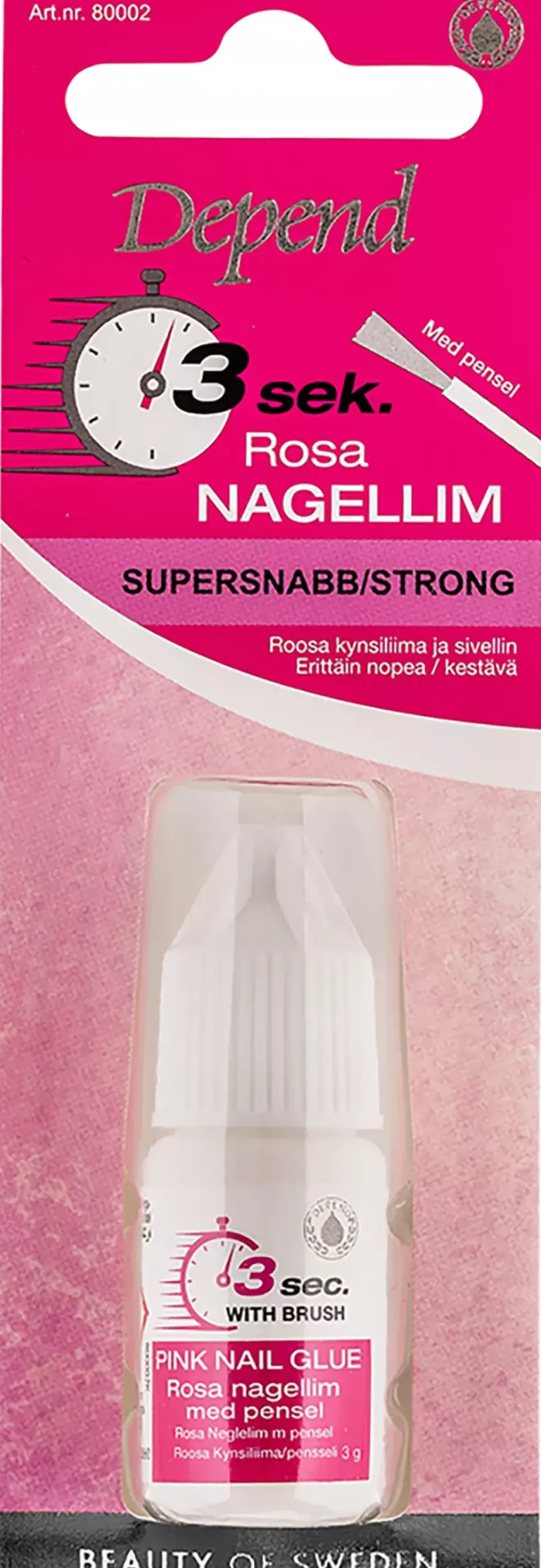 Depend 3 Sec. Pink Nail Glue With Brush