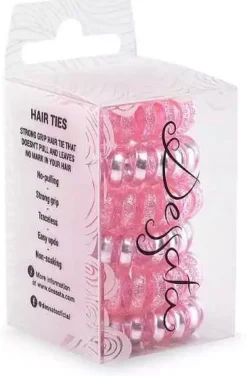 Dessata no-pulling hårsnoddar Glitter + metal fuchsia