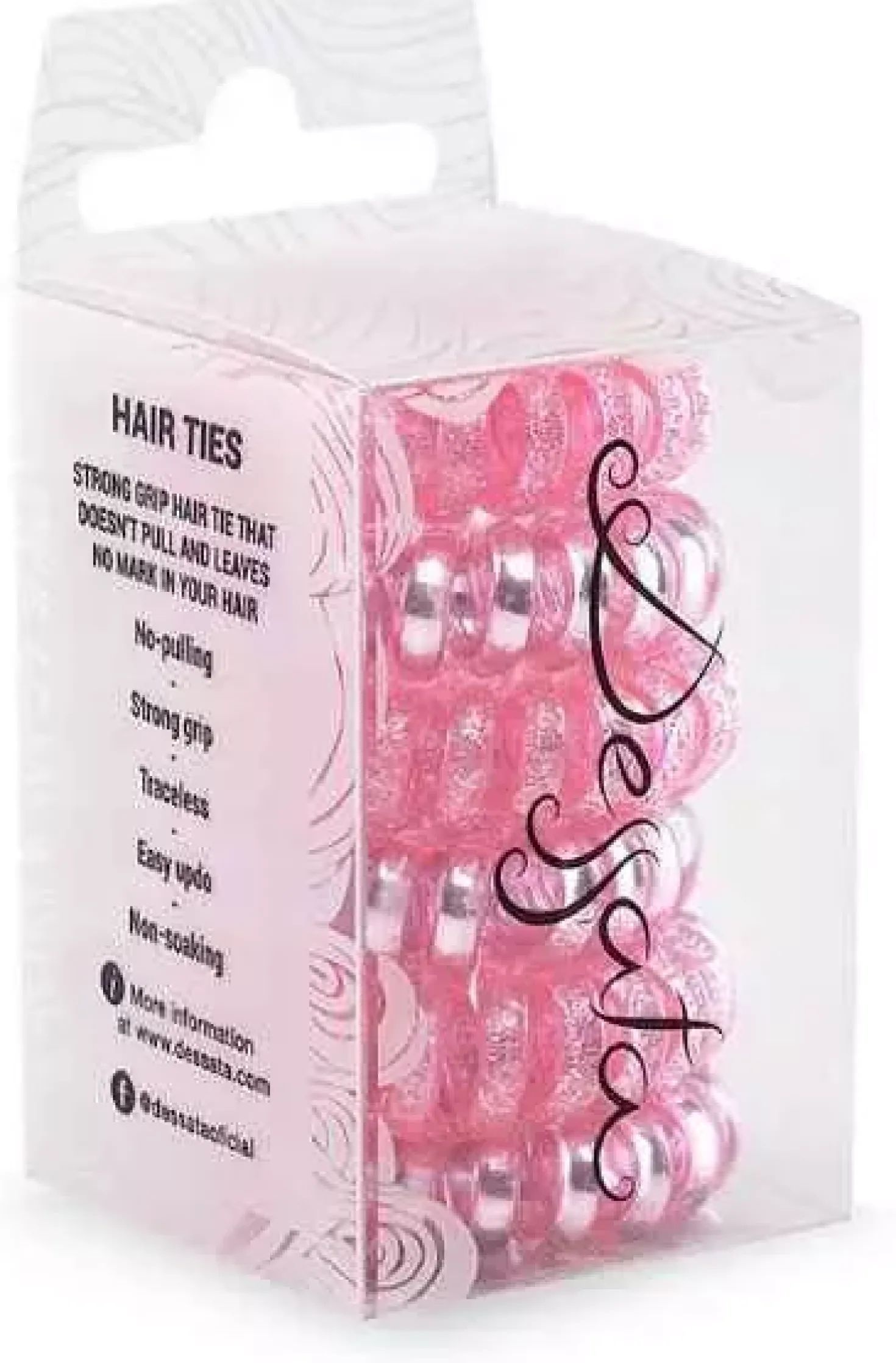 Dessata no-pulling hårsnoddar Glitter + metal fuchsia
