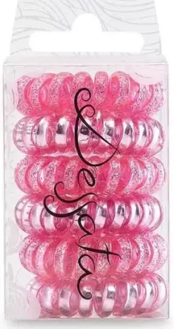 Dessata no-pulling hårsnoddar Glitter + metal fuchsia