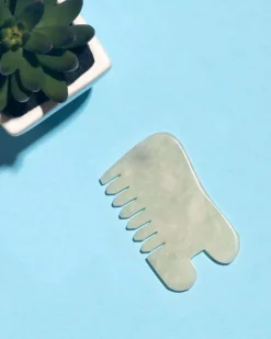 Earth Harbor Island Jade Gemstone Gua Sha + Massaging Comb