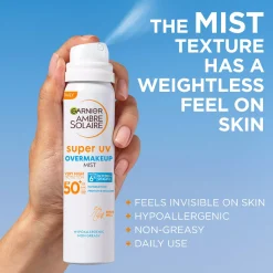 GarnierAmbre Solaire Super UV Over Makeup Mist with Hyaluronic Acid SPF50+ 75 ml