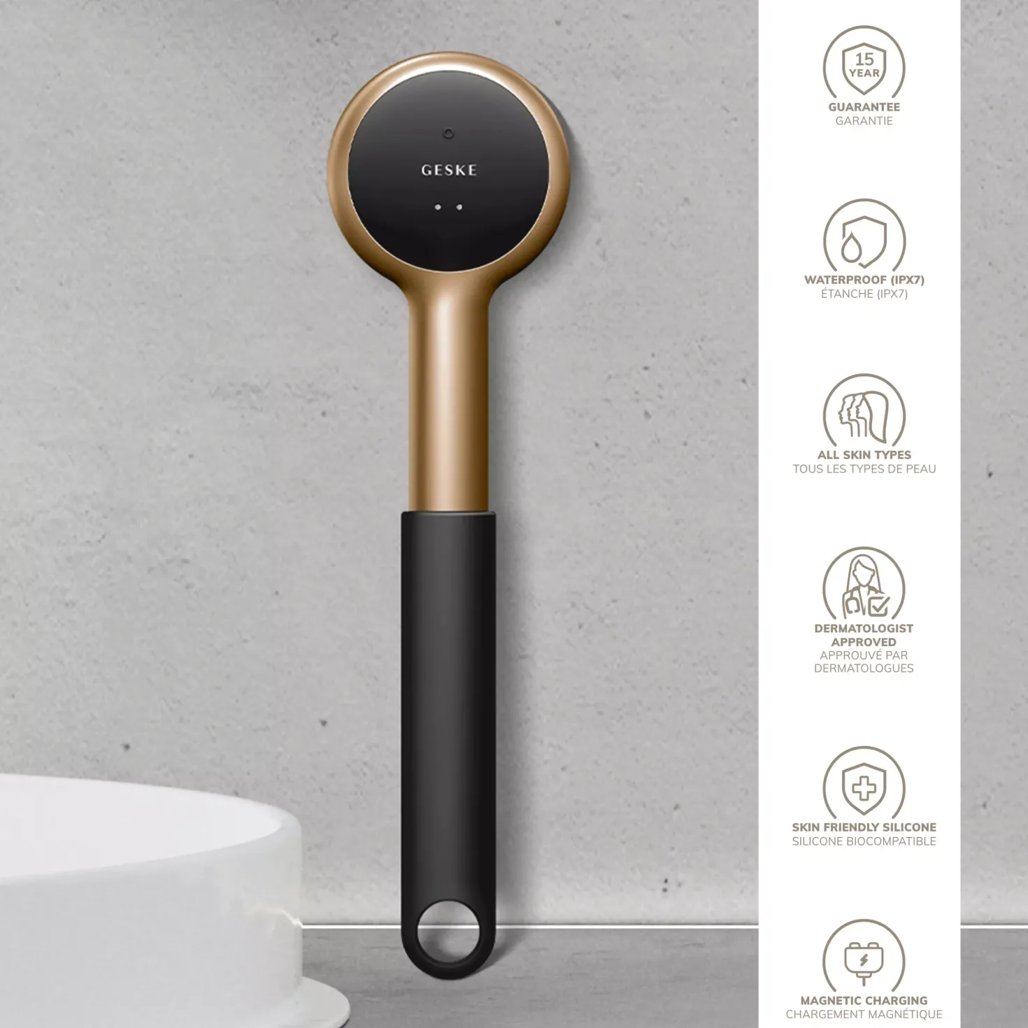 Geske 9 in 1 Sonic LED Full-Body Brush Gray