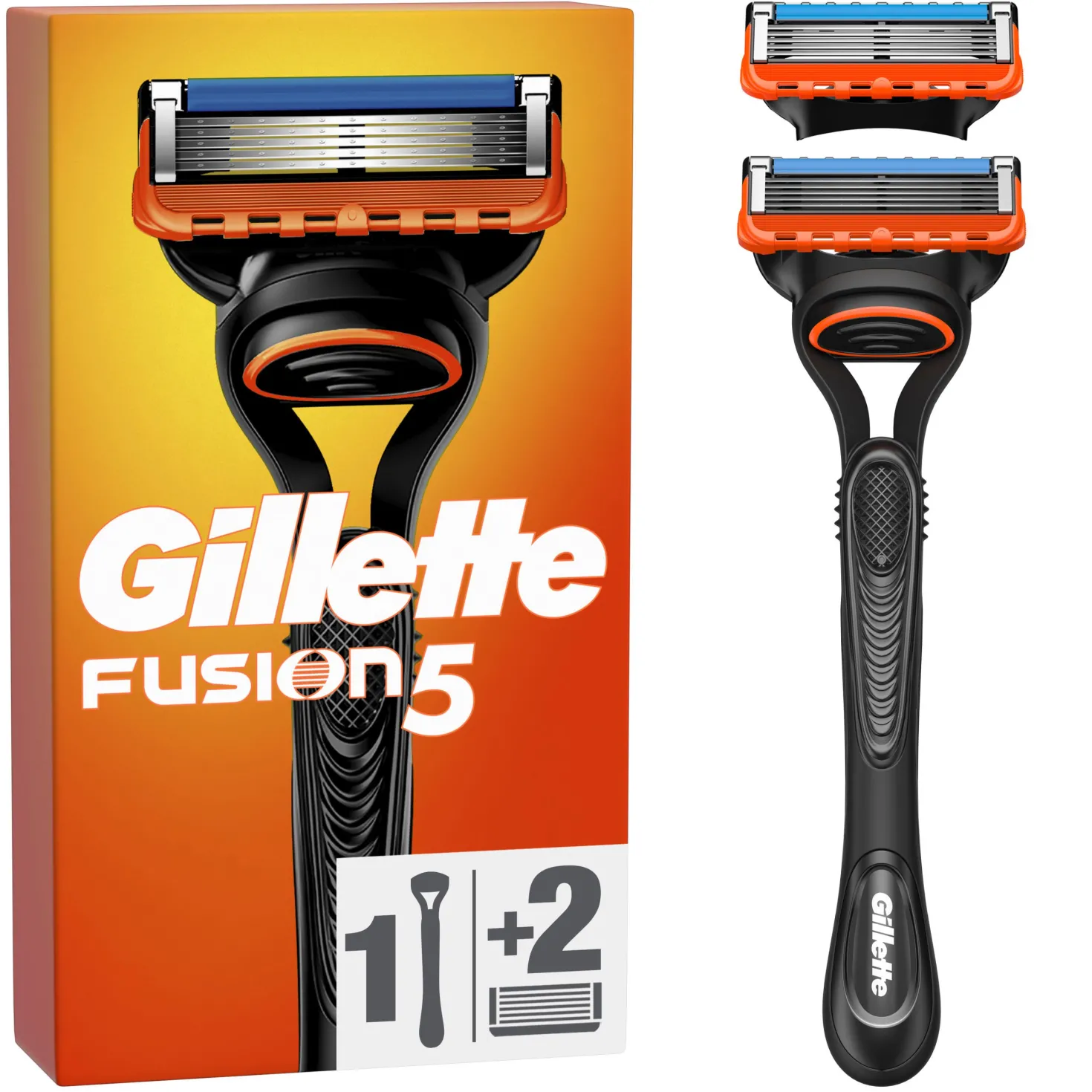 Gillette Fusion5 Razor For Men 1 Razor 2 Razor Blade Refills