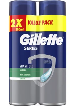 Gillette Series Sensitive Men's Shaving Gel 2x200ml 400 ml