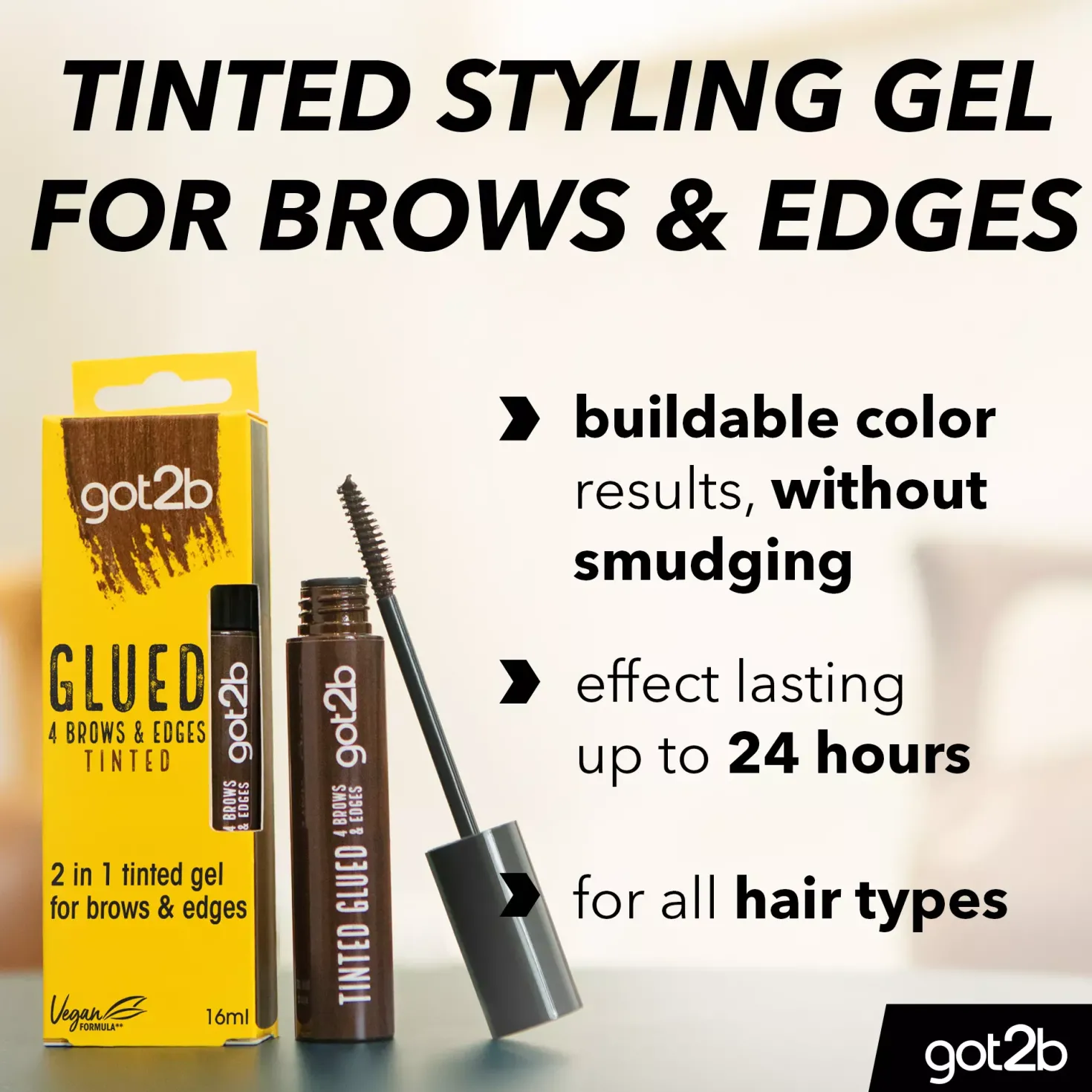 got2b Glued 4 Brows & Edges Tinted Black