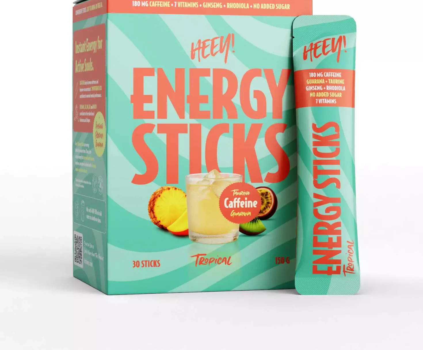 Heey! Energy Sticks Caffeine + Guarana Zesty TropicaL 30 stk