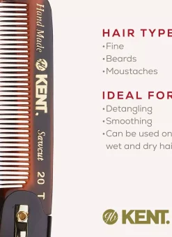 Kent Brushes Handmade Mens Folding Pocket Comb Fine