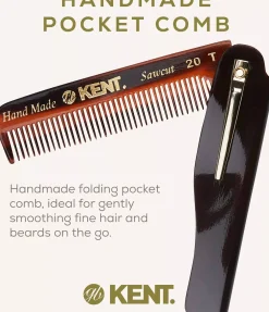 Kent Brushes Handmade Mens Folding Pocket Comb Fine