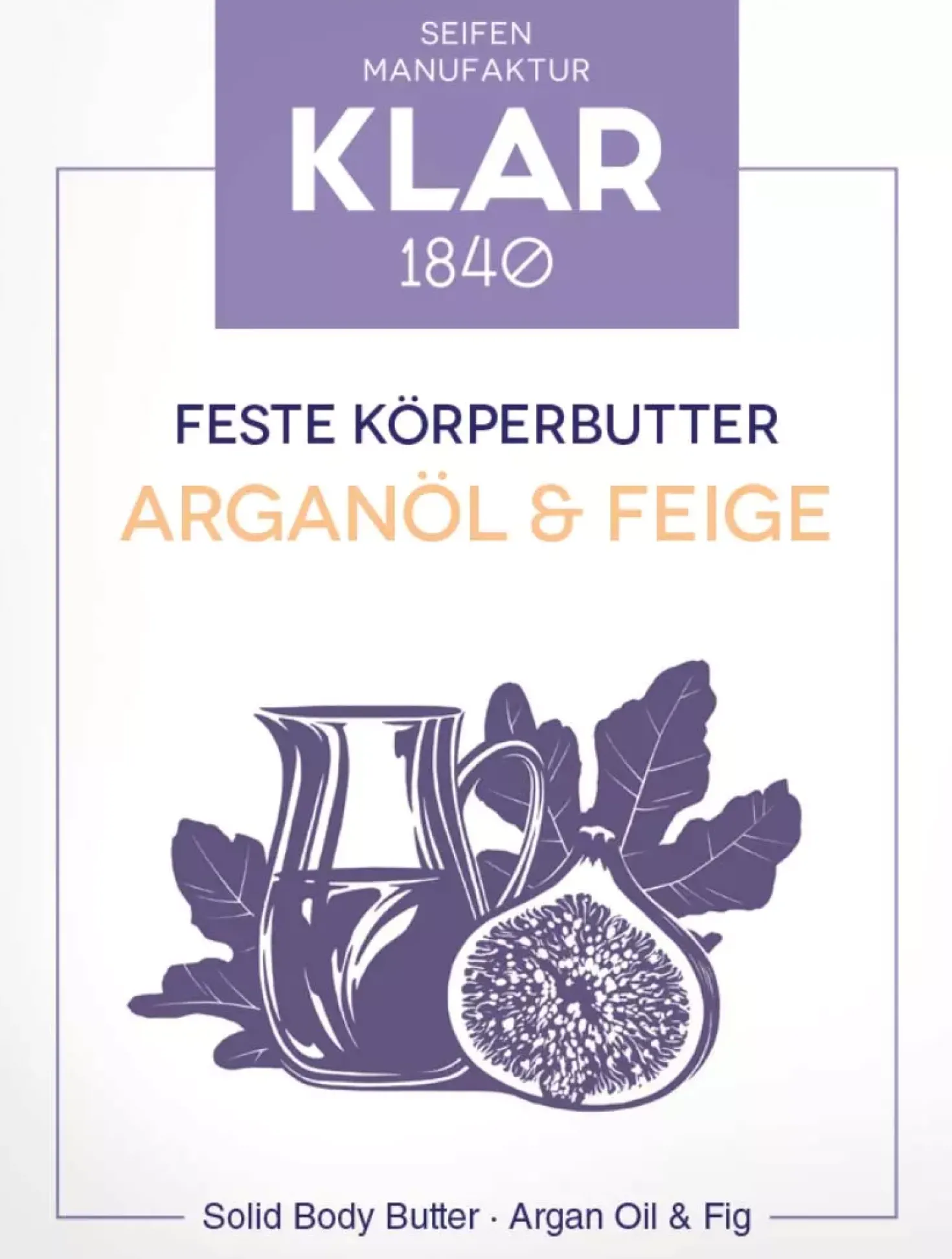 Klar Seifen Solid Body Butter Argan Oil & Fig 60 g