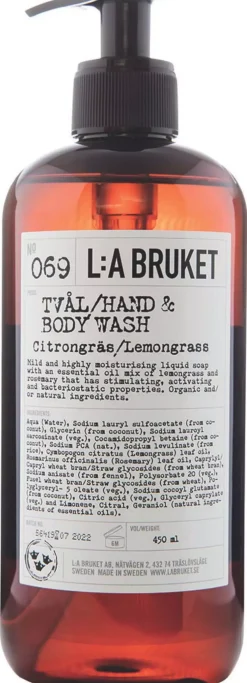 L:a Bruket Hand & Body Wash 069 Lemongrass 450 ml