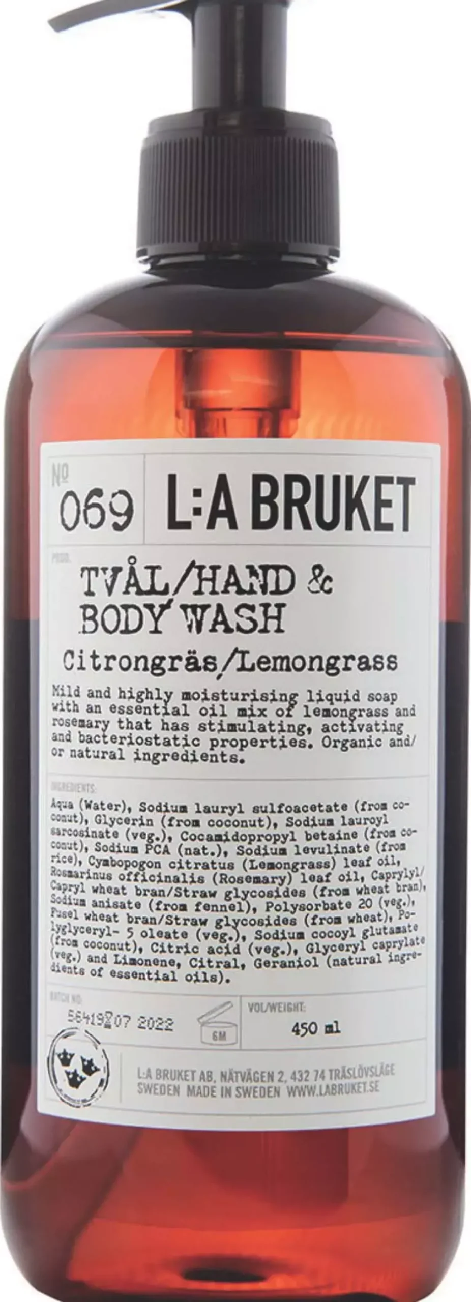 L:a Bruket Hand & Body Wash 069 Lemongrass 450 ml