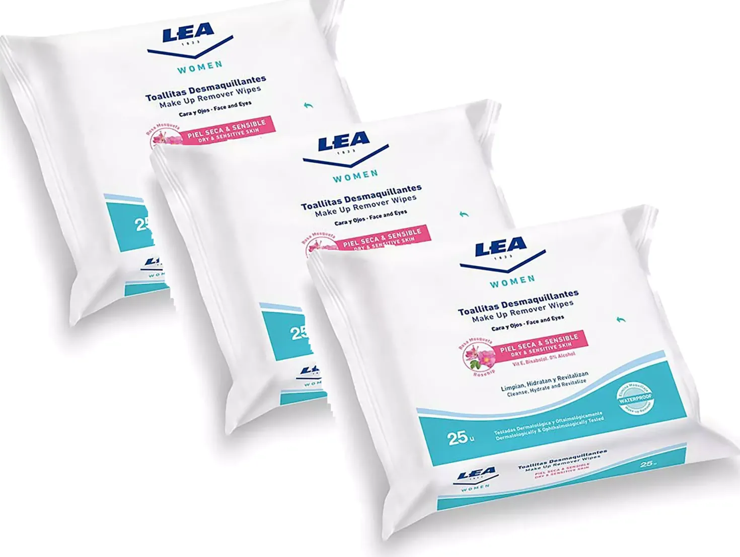LEA Women Make Up Remover Wipes Rosehip x 3