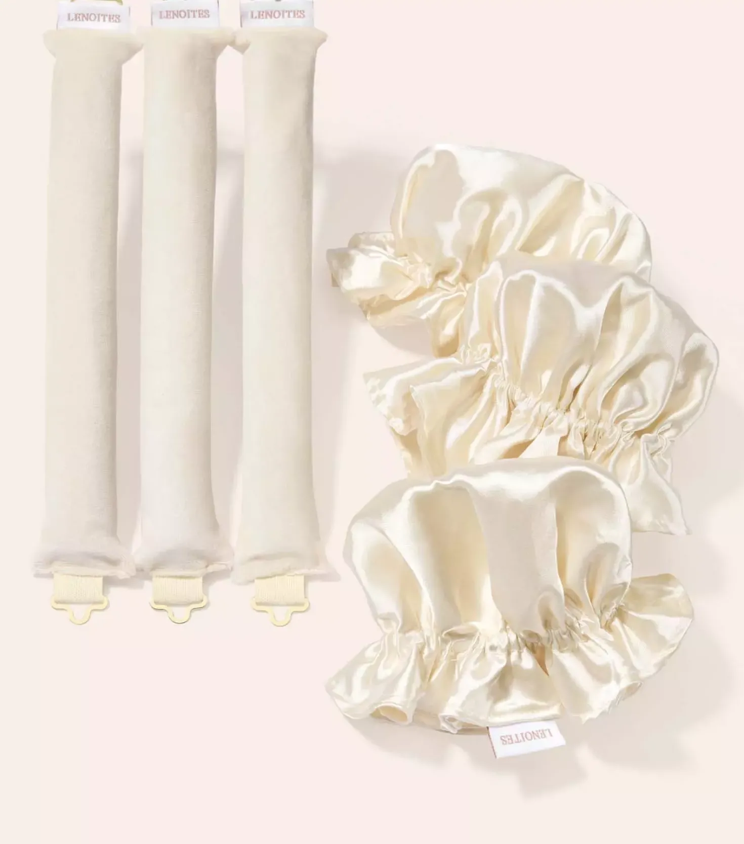 Lenoites Heatless Curling Rods with Caps 3-Pack Set Golden Sand