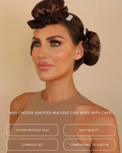 Lenoites Heatless Curling Rods with Caps 3-Pack Set Golden Sand