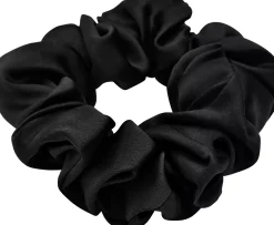 Lenoites Mulberry Silk Scrunchie Black
