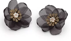 Lily and Rose Organza botanical earrings Black