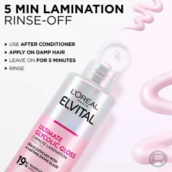 Loreal ParisElvital Glycolic Gloss Ultimate Rinse-Off Treatment For Dull Hair 200 ml