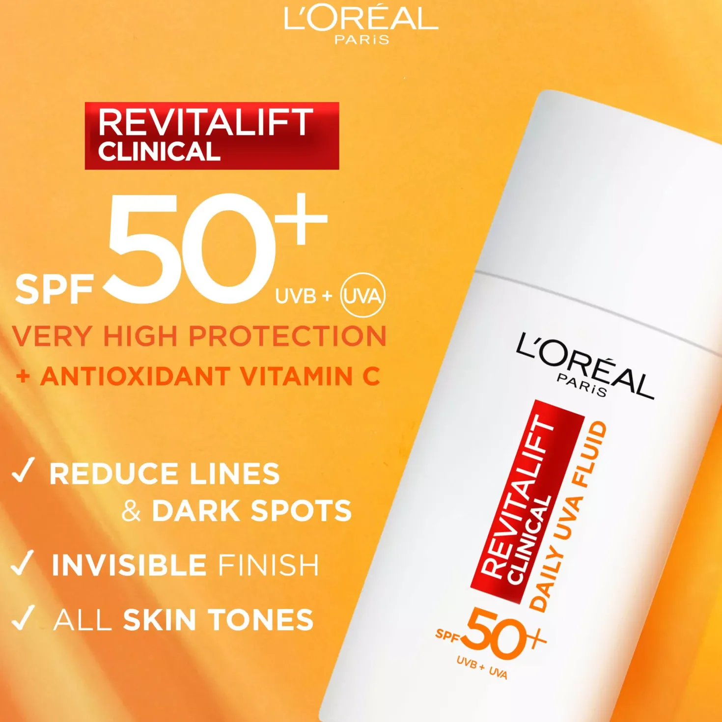 Loreal ParisRevitalift Clinical Daily Moisturizing UVA Fluid SPF50+ for Normal Skin 50 ml
