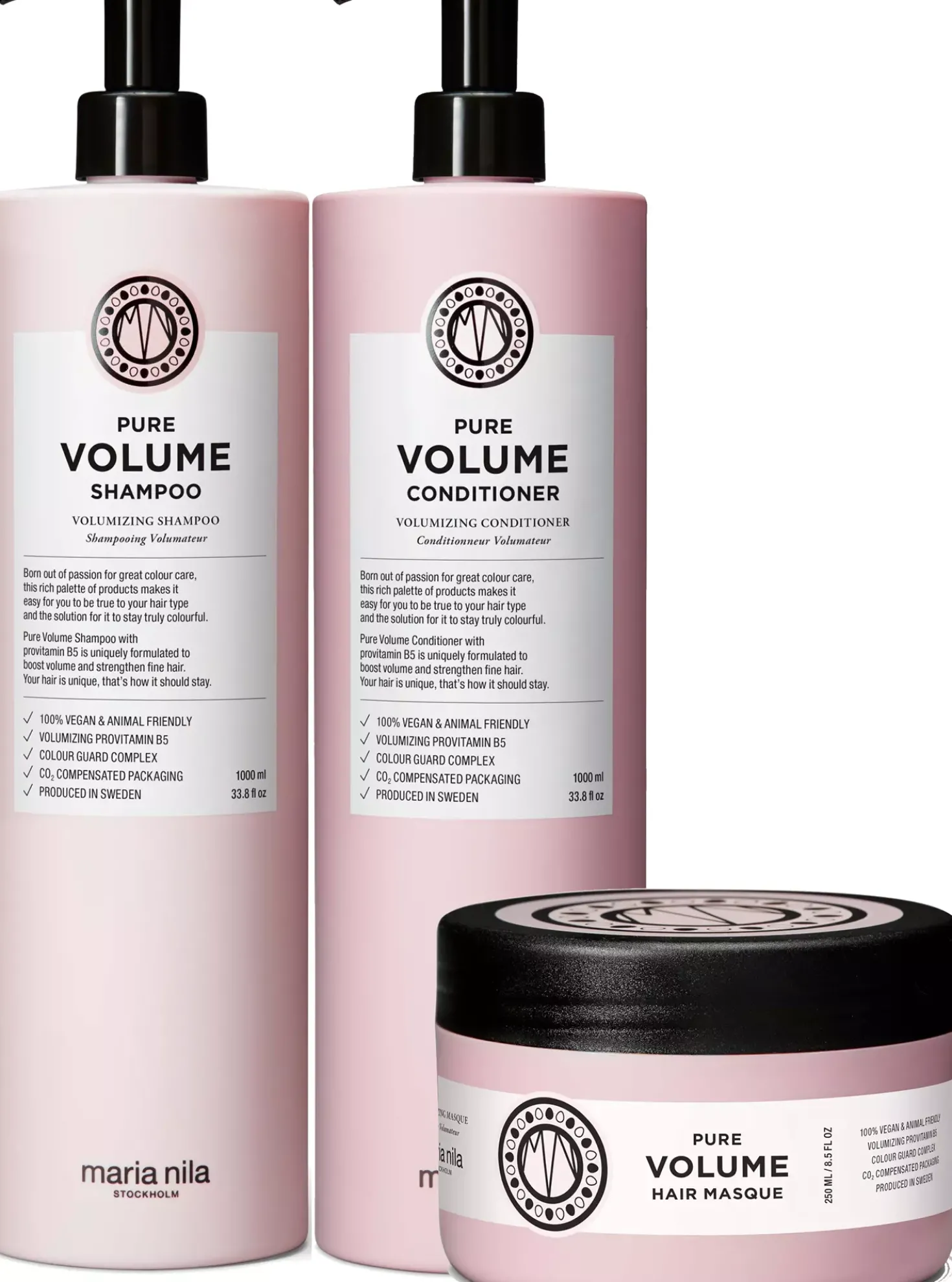 maria nilaPure Volume Bundle Shampoo 1000 ml & Conditioner 1000 ml & Masque 250 ml