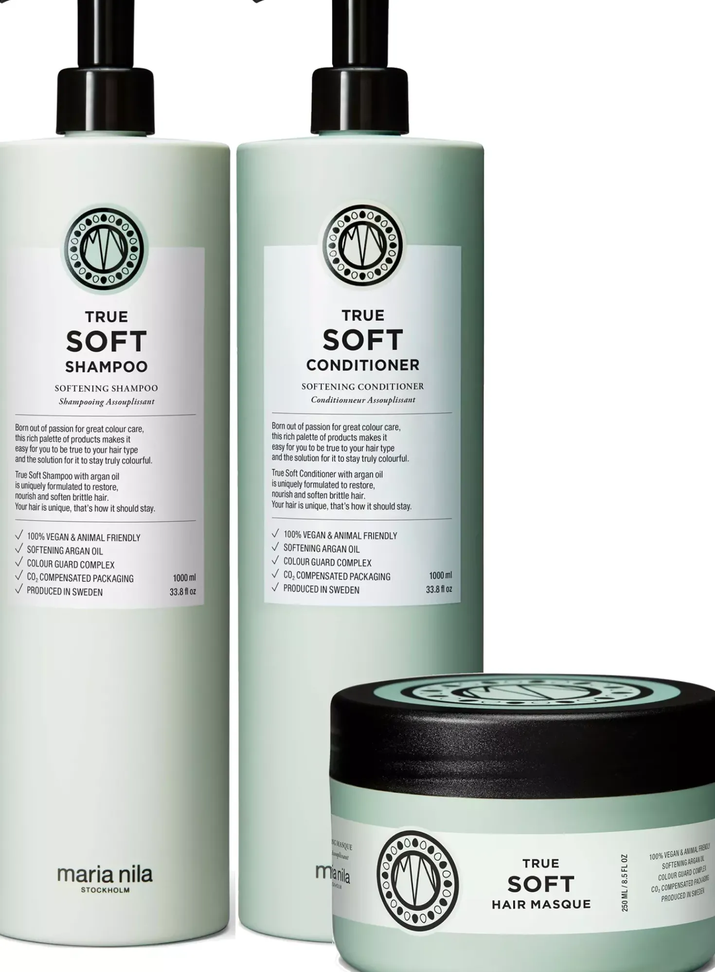 maria nilaTrue Soft Bundle Shampoo 1000 ml & Conditioner 1000 ml & Masque 250 ml