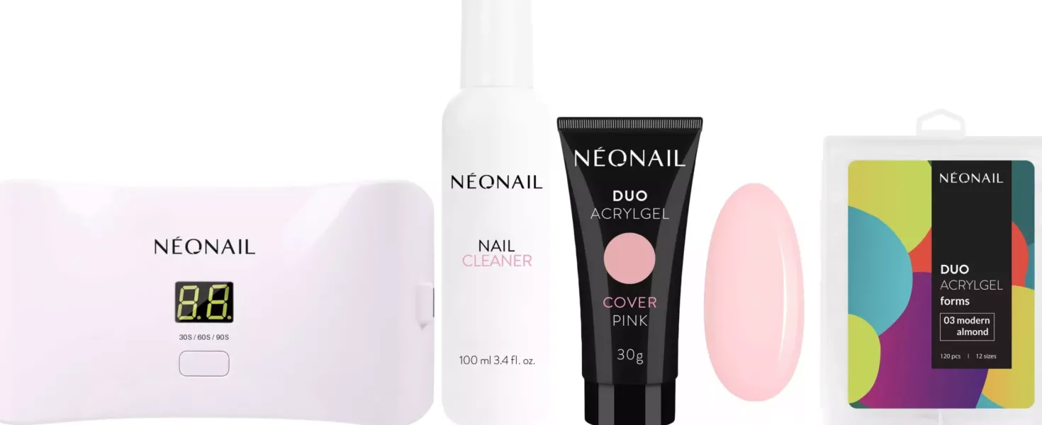 NEONAIL Nail Extention Kit With Duo Acrylgel Cover Pink & Modern Almond Forms