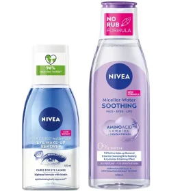NIVEA Double Effect Waterproof Eye Make-up Remover 125 ml & Sensitive Micellar Water 200 ml