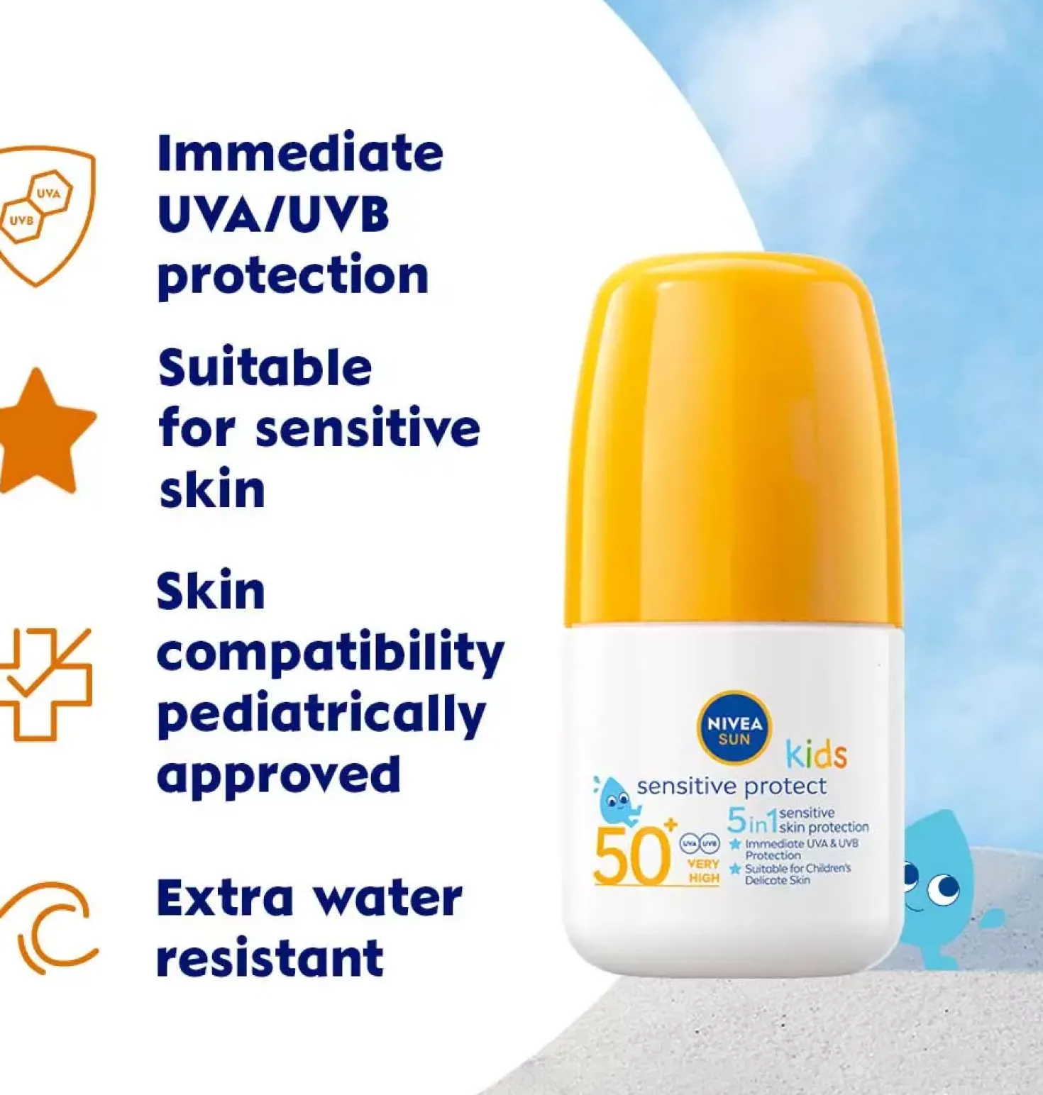 NIVEASUN Solskydd Kids Sensitive Sun Roll-On SPF50+ 50 ml