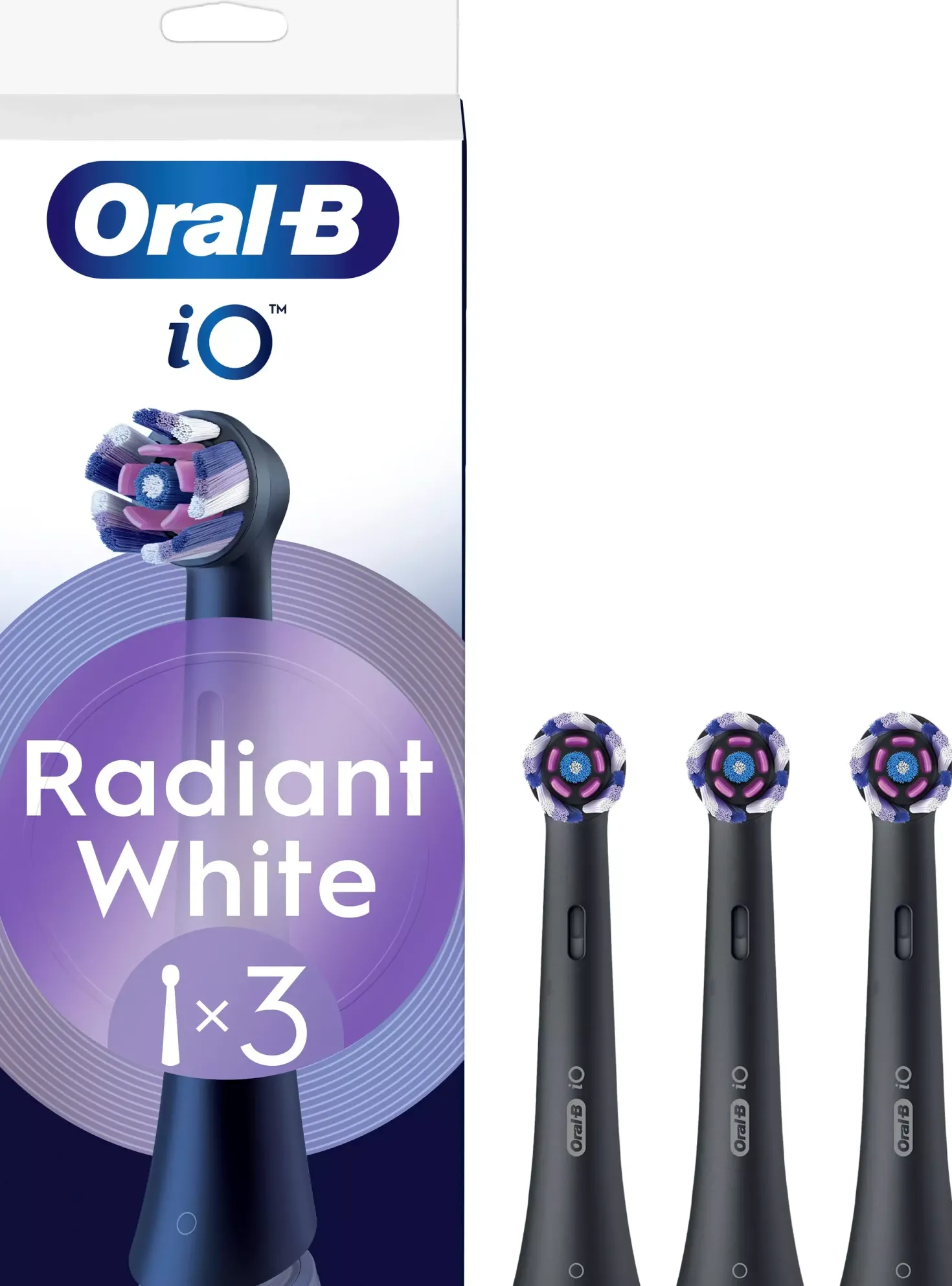 Oral B iO Radiant White Toothbrush Heads Black 3 stk