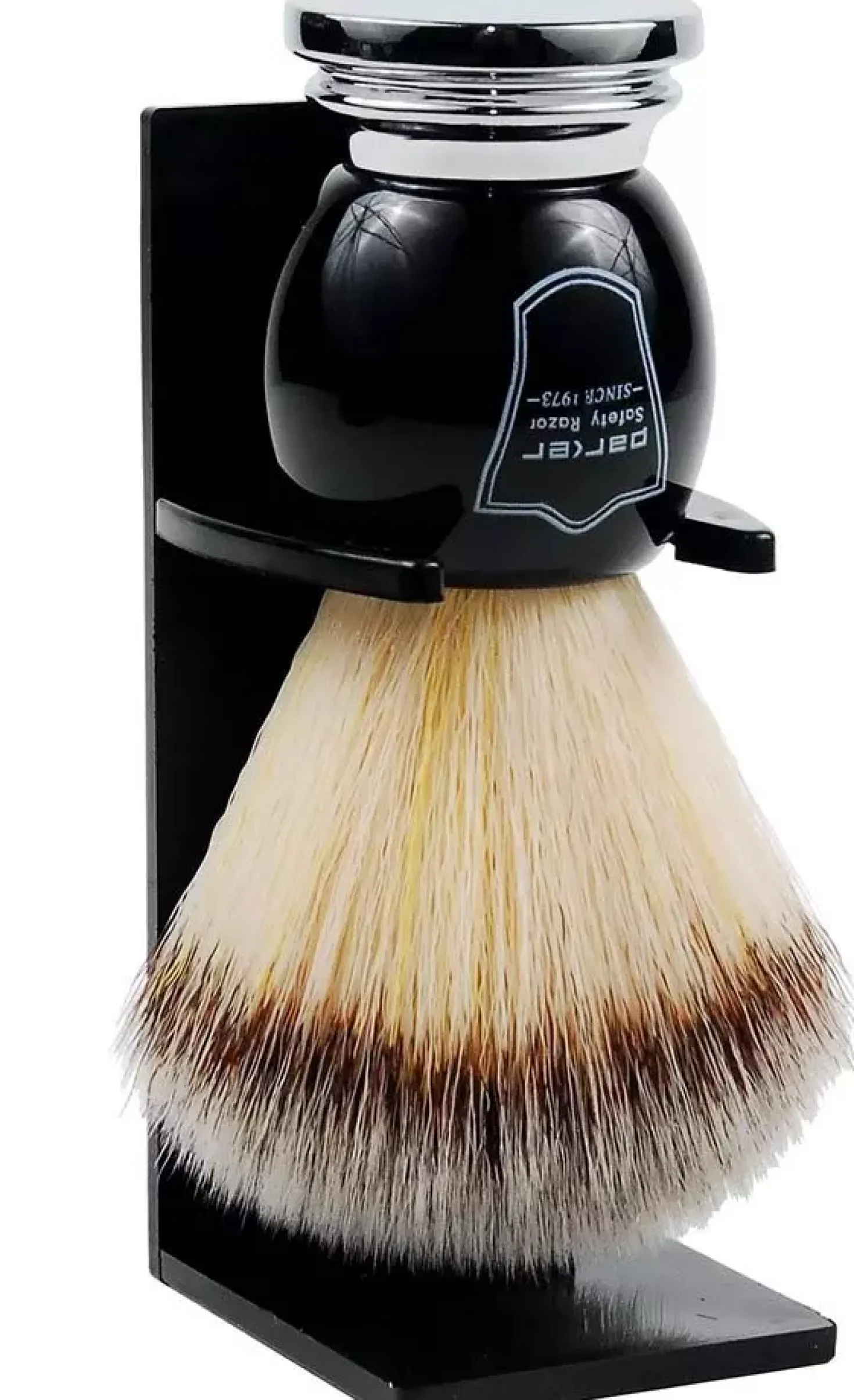 Parker Shaving Black Chrome Handle Synthetic Bristle Shave Brush